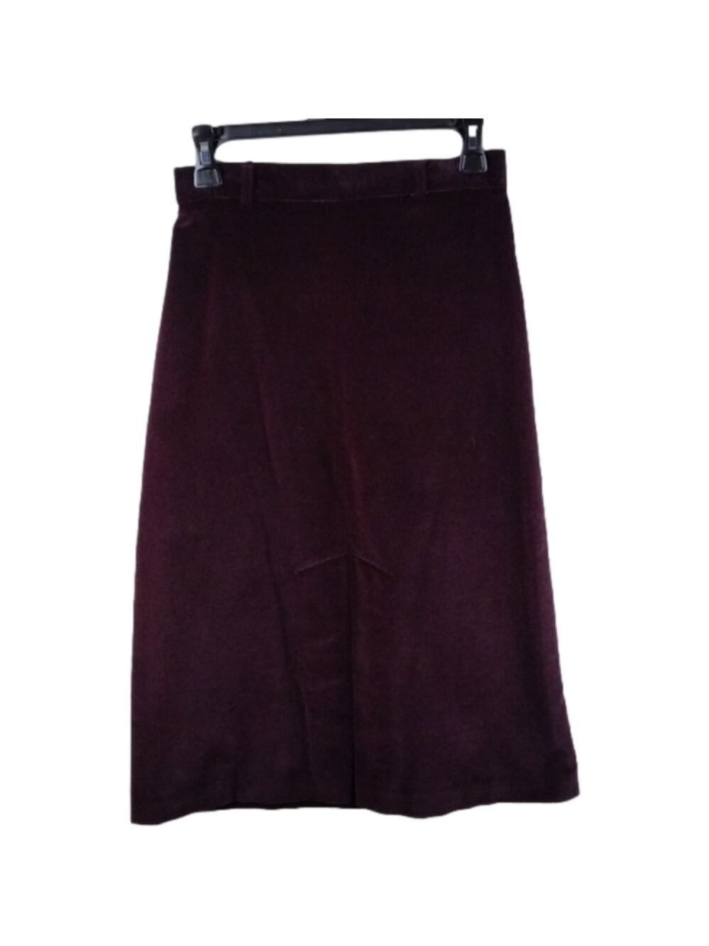 MJ Concepts In Sportswear Vintage Burgundy Velvet Zip Back Straight Midi Skirt